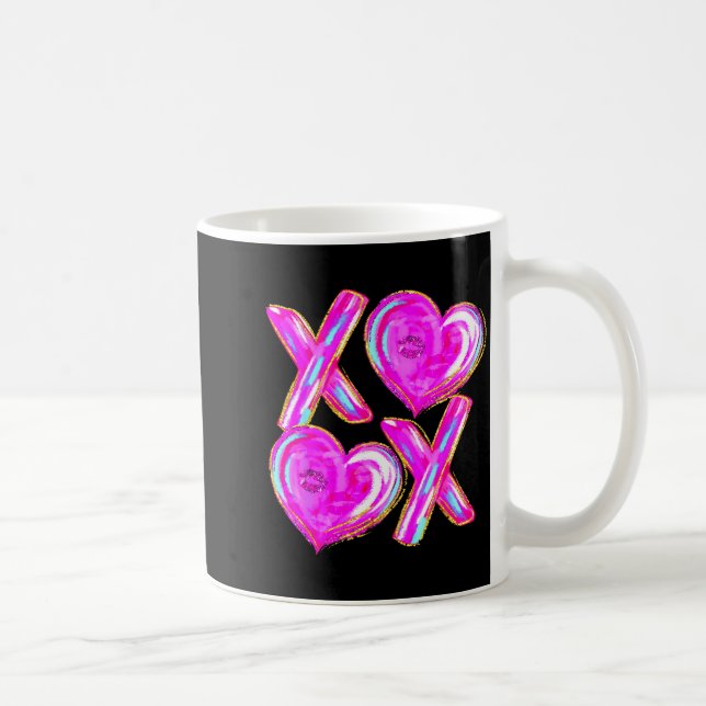 Xoxo Valentines Day Love Funny Coquette Bow Checke Kaffeetasse (Rechts)