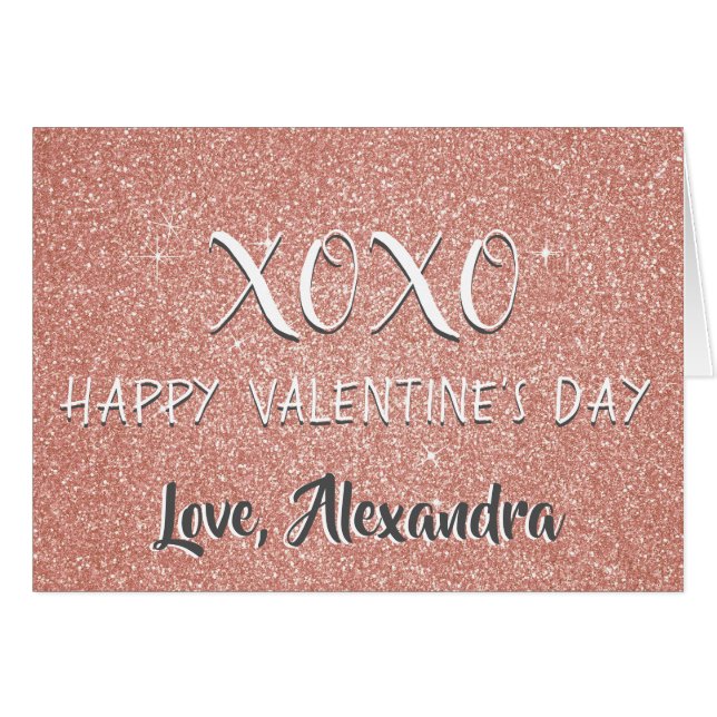 XOXO Valentine's Day Rose rose or étincelle (Devant horizontal)
