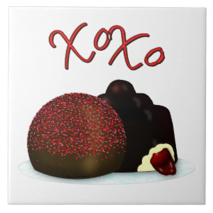 XOXO Valentinsbonbon und dunkle Schokolade Fliese