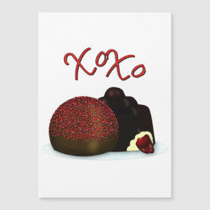 XOXO Valentinsbonbon und dunkle Schokolade Magnetkarte