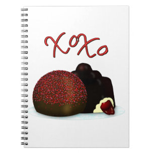 XOXO Valentinsbonbon und dunkle Schokolade Notizblock