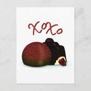 XOXO Valentinsbonbon und dunkle Schokolade Postkarte