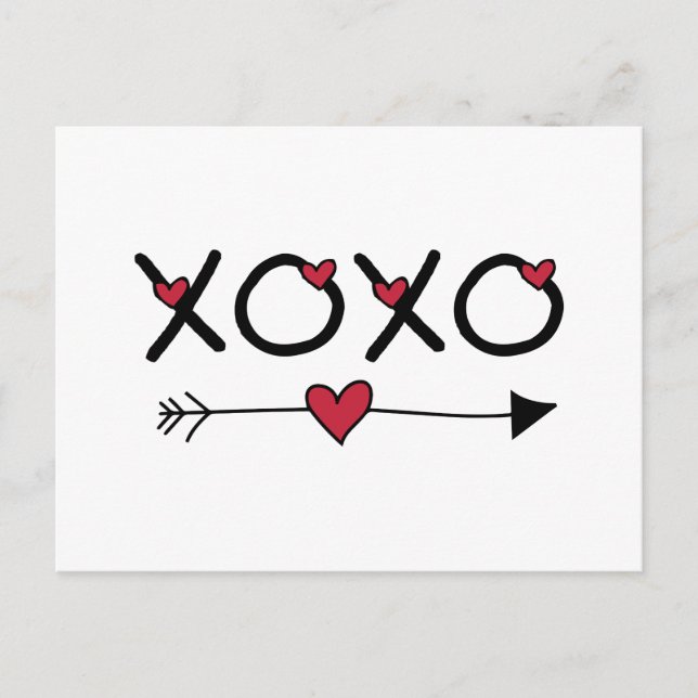 XOXO Valentinsgrüße Feiertagspostkarte (Vorderseite)