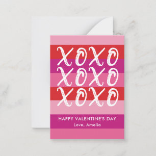 XOXO Valentinsgrußkarte für das Klassenzimmer Mitteilungskarte