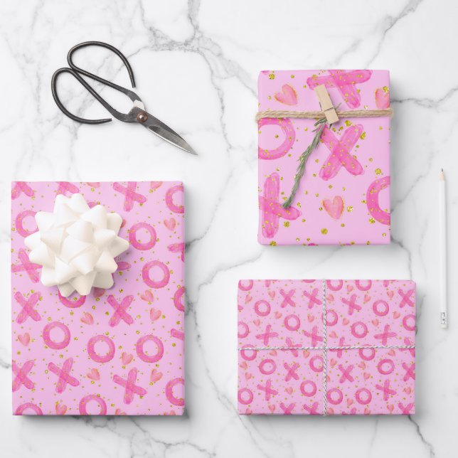 XOXO Valentinstag Geschenkpapier Set (Vorderseite)