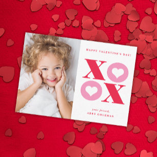 XOXO Valentinstag-Karte des modernen Fotos Mitteilungskarte