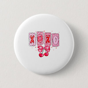Xoxo Valentinstag Kokette Kirschschleife Rotes Her Button