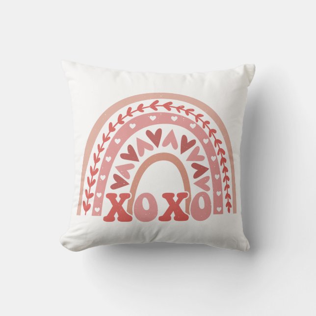 XOXO Valentinstag Regenbogen Kissen (Vorderseite)
