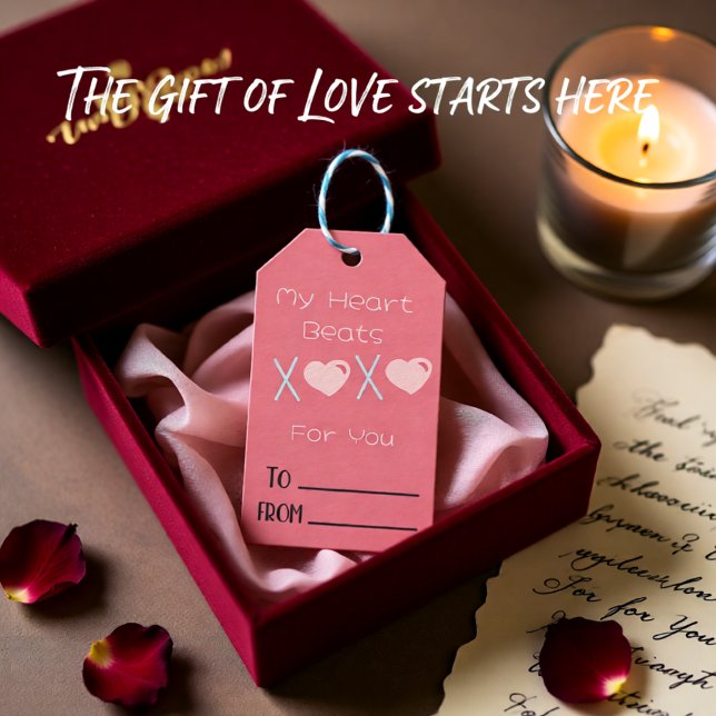 XOXO Valentinstag rosa Geschenkanhänger (My Heart Beats XOXO Pink Valentine Gift Tags)