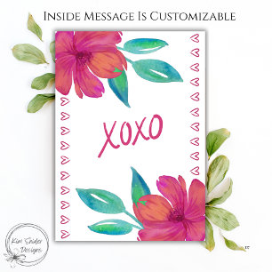 XOXO Watercolor Florals Valentinstag Karte