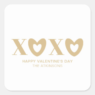 XOXO Weißgoldherzen Typografie moderne niedliche Quadratischer Aufkleber