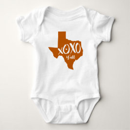 XOXO, Y'all - Burnt Orange Texas Staat Form Baby Strampler