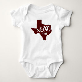 XOXO, Y'all - Maroon Texas Staat Form Baby Strampler