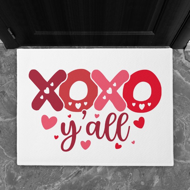 XOXO Y'all | Niedliche Valentine Herztypografie Fußmatte (Von Creator hochgeladen)