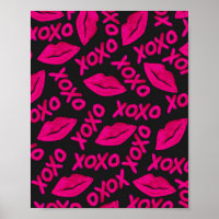 XOXO Zitat Schwarze Nebel Pink Lips Lipstick Muste