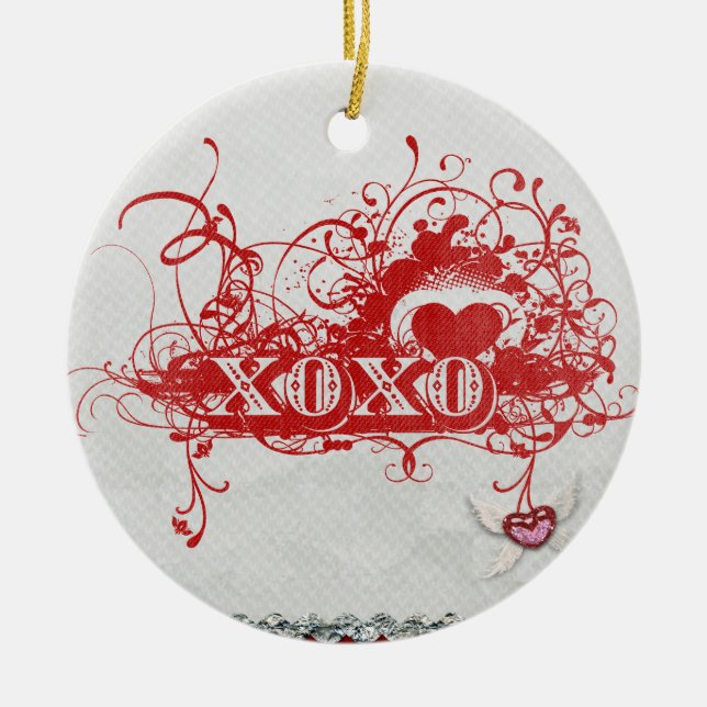xoxoxo umarmt Küsse extravagantes wordart Keramikornament (Vorne)