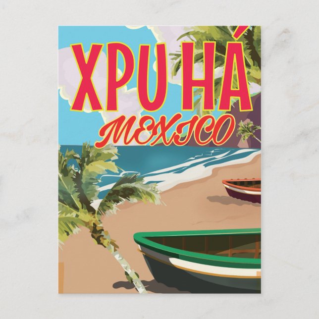 Xpu Há Mexico Strandposter Postkarte (Vorderseite)