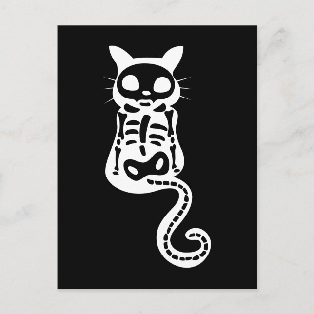 Xray Cat Kitten Skeleton Halloween Postkarte (Vorderseite)