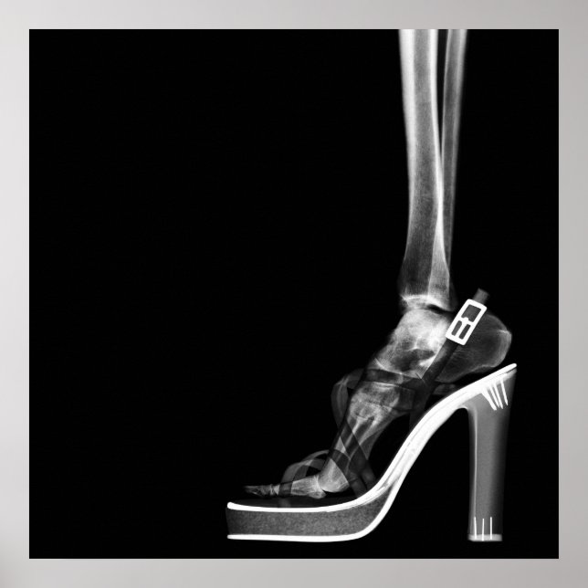 XRAY HIGH HEEL LADY SKELETON FOOT B&W POSTER (Vorne)