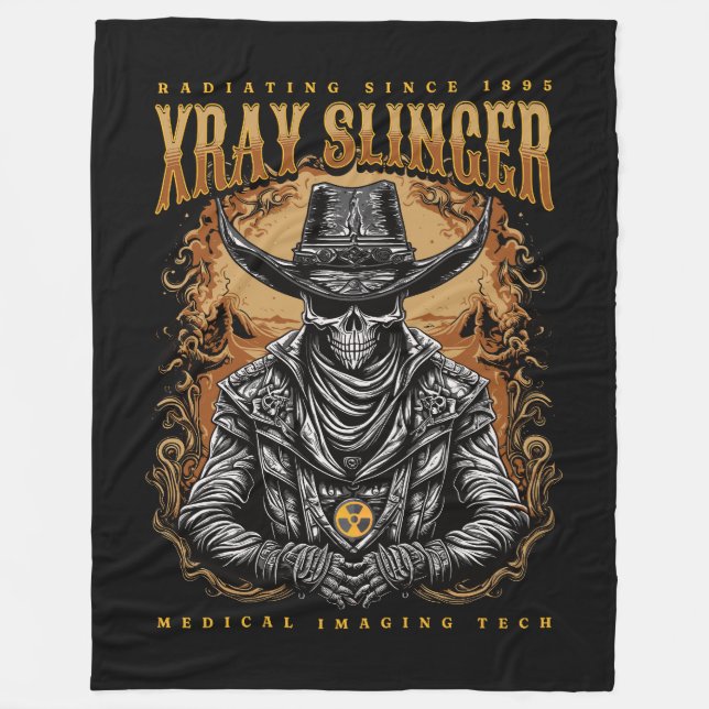 XRay Slinger Skeleton Cowboy Fleecedecke (Vorderseite)