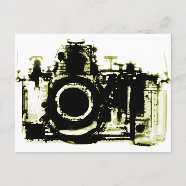 XRAY VISION CAMERA BLACK YELLOW POSTKARTE (Vorderseite)