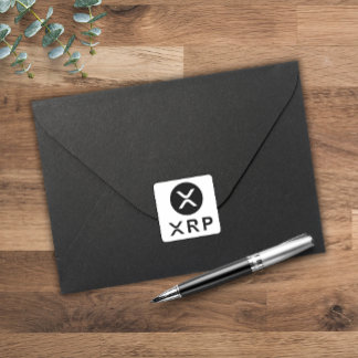 XRP Crypto Currentcy Black und White Quadratischer Aufkleber