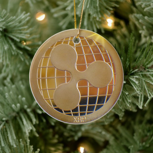 XRP Ripple Gold RundeOrnament Keramik Ornament (Baum)