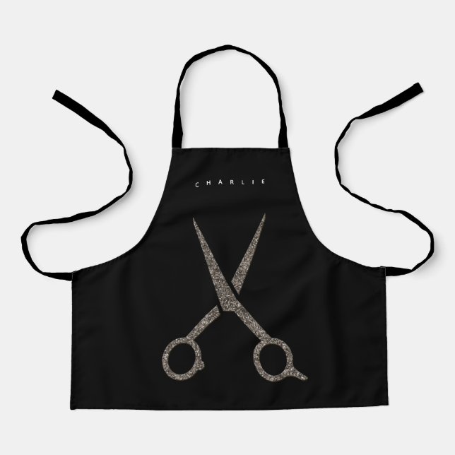 XS Friseur CUSTOM Moderne Schere schwarze Schürze (Vorderseite)