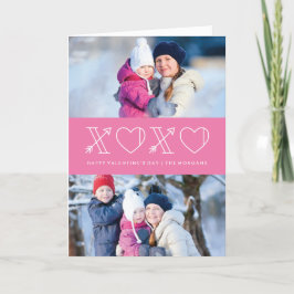 Xs & Os Valentinstag Grußkarte - Magenta Feiertagskarte