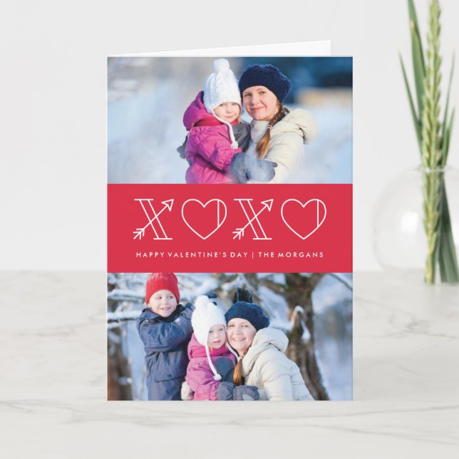 XS & Os Valentinstag Grußkarte - Rose Feiertagskarte (Vorderseite)