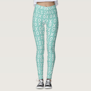 X's und O's personalisiert auf Riptide aquamarin Leggings