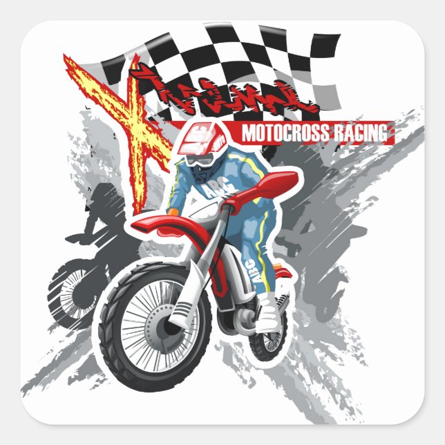 Xtreme Motocross Racing | Sport Quadratischer Aufkleber (Vorderseite)