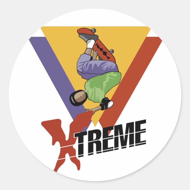 Xtreme Skateboarding-Aufkleber Runder Aufkleber (Vorderseite)