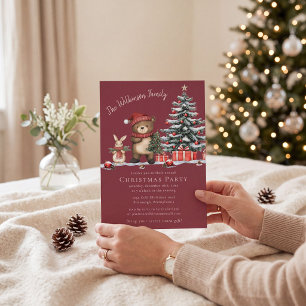 xWhimsische Waldtiere Weihnachtseinladung Einladung