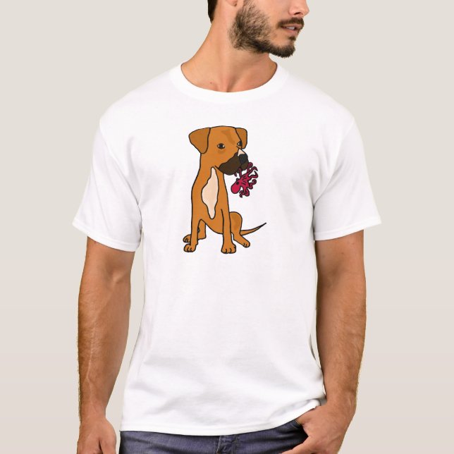 XX Boxer-Mischungs-Rettungs-Hund, der Krake isst T-Shirt (Vorderseite)