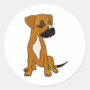 XX- Boxer Mix Rescue Doppy Cartoon Runder Aufkleber