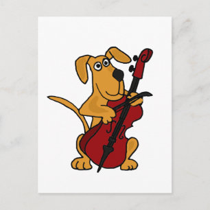 XX- Brauner Welpenhund, der den Cello spielt Postkarte