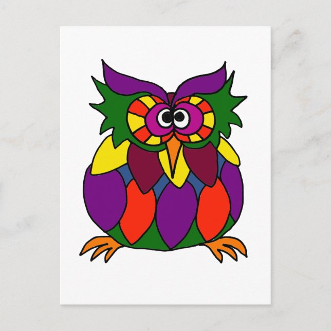 XX - Cartoon für Funky Owl Art Postkarte (Vorderseite)