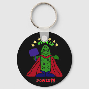 XX Essiggurken-PowerSuperhero Pickleball Cartoon Schlüsselanhänger