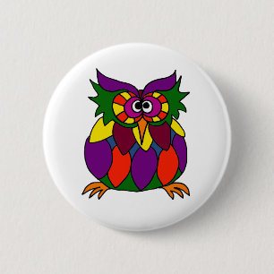 XX Funky Eulen-Kunst-Cartoon Button