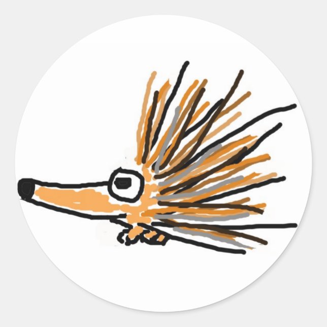 XX- Funky Porcupine Runder Aufkleber (Vorderseite)