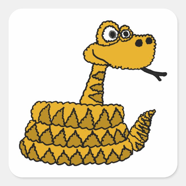 XX - Funky Rattlesnake Cartoon Quadratischer Aufkleber (Vorderseite)