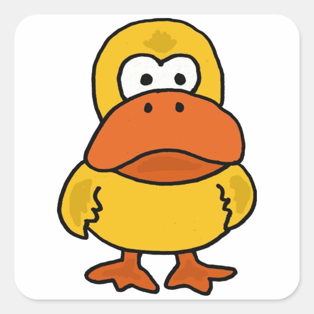 XX - Funny Angry Duck Cartoon Quadratischer Aufkleber (Vorderseite)