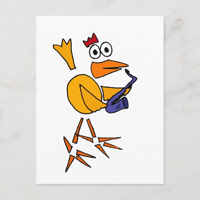 XX - Funny Chicken Playing Saxophon Abstrakt Art Postkarte (Vorderseite)
