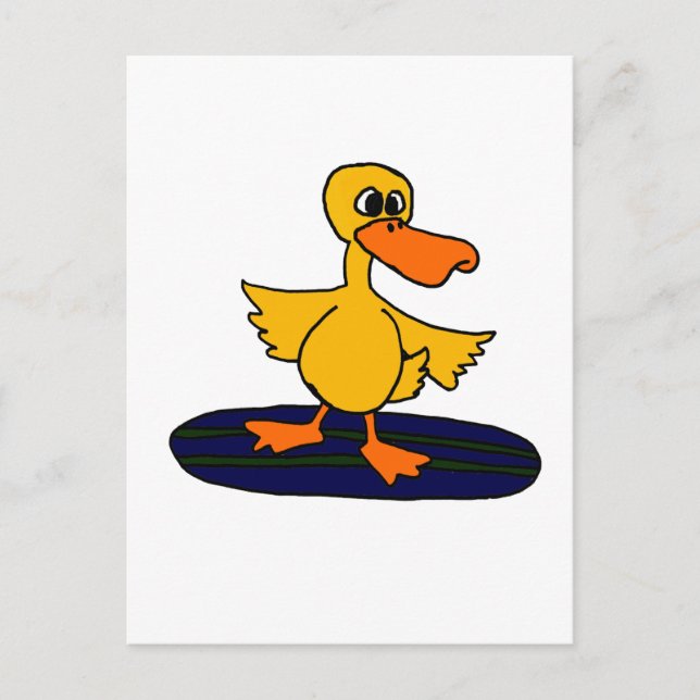 XX- Funny Duck auf einem Surfbrett Postkarte (Vorderseite)