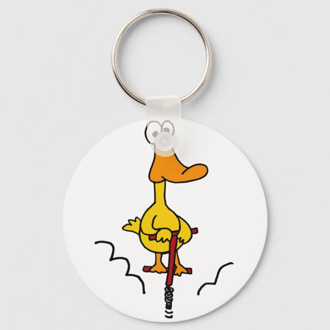 XX - Funny Duck on Pogo Stick Schlüsselanhänger (Vorderseite)