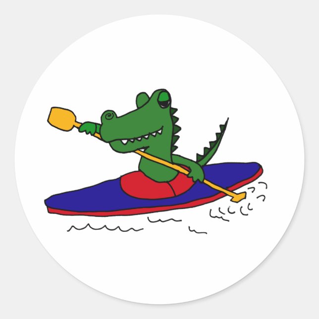 XX - Funny Gator Kayaking Runder Aufkleber (Vorderseite)