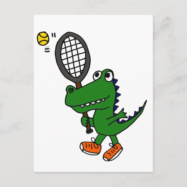 XX - Funny Gator spielt Tennis Postkarte (Vorderseite)