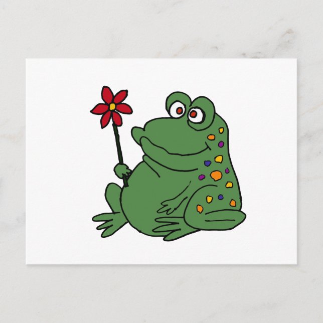 XX - Funny Hippie Frog mit Daisy Postkarte (Vorderseite)