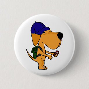 XX gelber Labrador-Hund zurück zu SchulCartoon Button